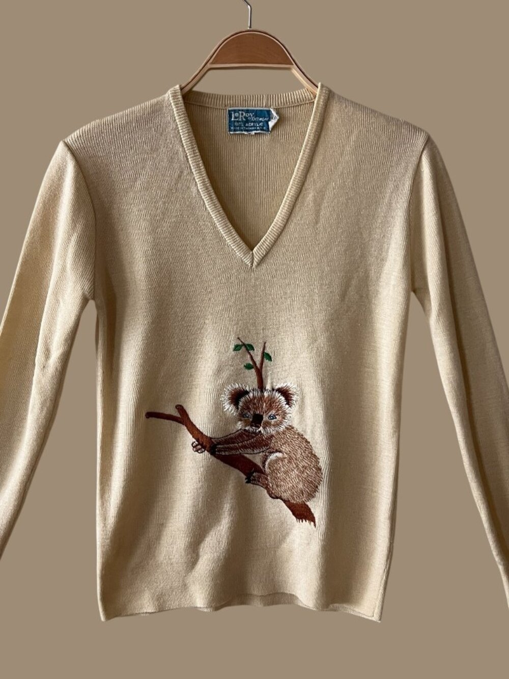 Vintage 70s Koala Bear Sweater, Animal Sweater, Novelty Sweater